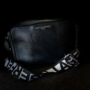 Karl Lagerfeld Black Belt Bag with White Accents